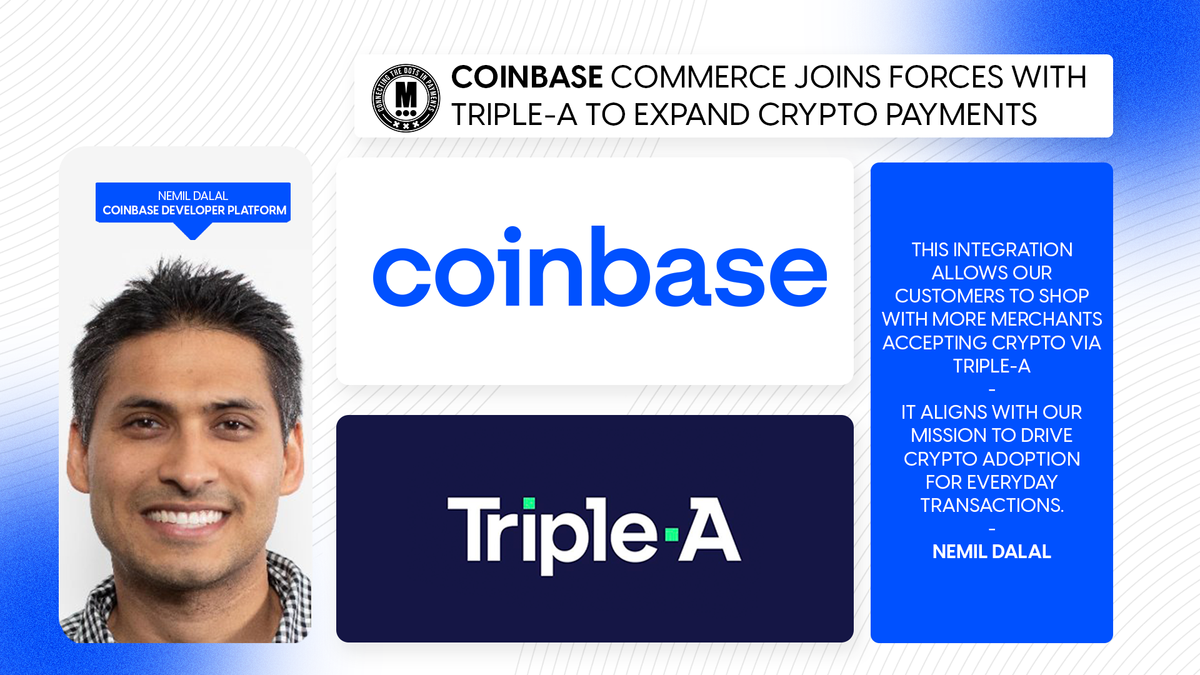 Coinbase Commerce Joins Forces with Triple-A to Expand Crypto Payments