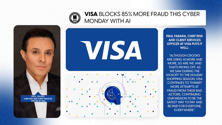 Visa Blocks 85% More Fraud This Cyber Monday with AI